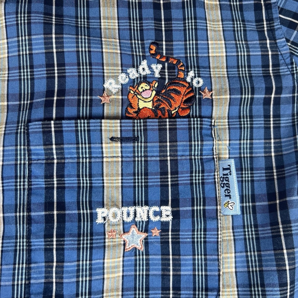 Disney VTG Tigger Woman's Button Up Shirt SZ XXL Ready‎ to Pounce Plaid Western